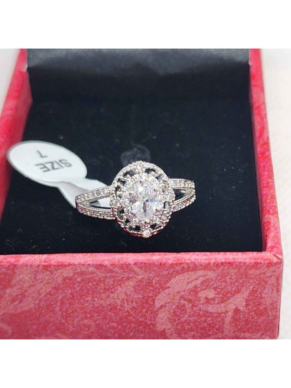 Peermont Jewelry 18k White Gold Plated w/ Gemstone Ring